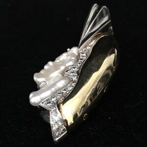 Biwa Pearl Diamond 18K Gold Enhancer Pendant